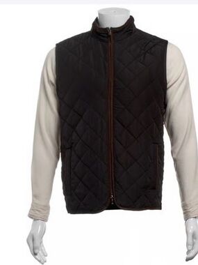 Mens Tahari Quilted Vest with Suede Trim XL black NWT